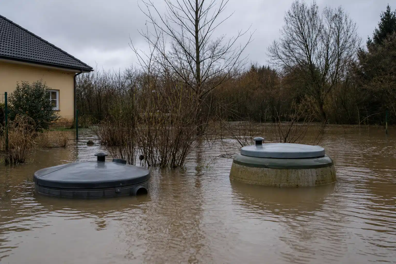 Regards d'accès partiellement submergés par l'inondation
